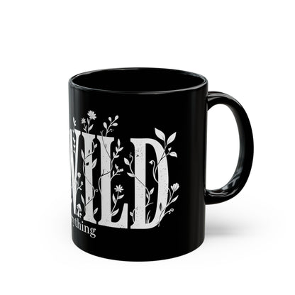 Ceramic Coffee Mug, Black Floral — 11oz/15oz