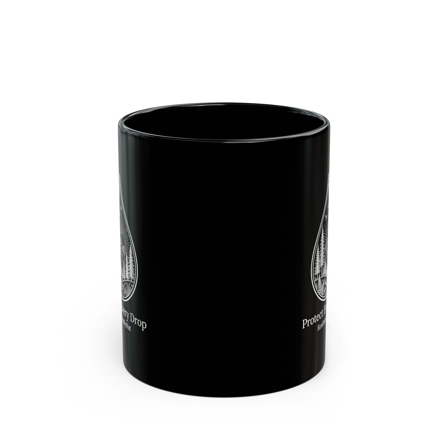 Protect Every Drop Black Mug – Eco-Friendly Water Conservation Coffee Cup