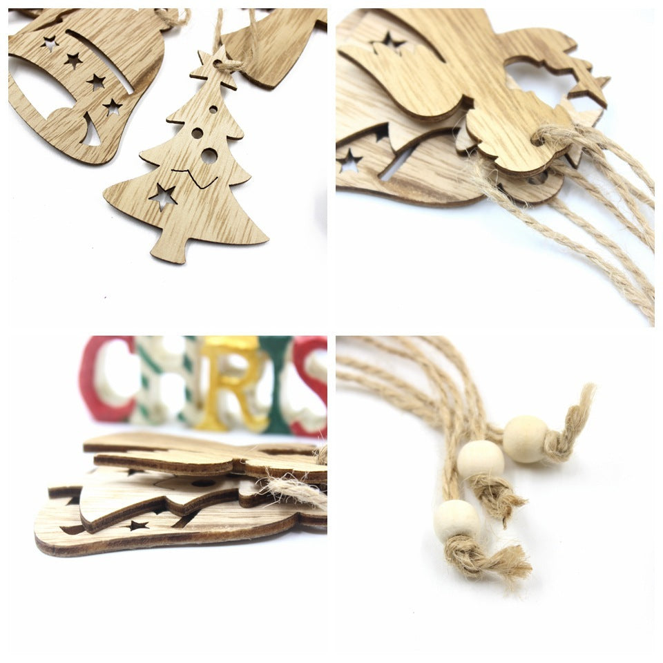 Christmas Snowflake Elk Wooden Pendant Decoration