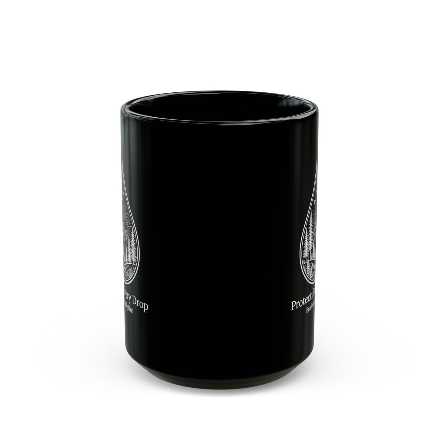 Protect Every Drop Black Mug – Eco-Friendly Water Conservation Coffee Cup