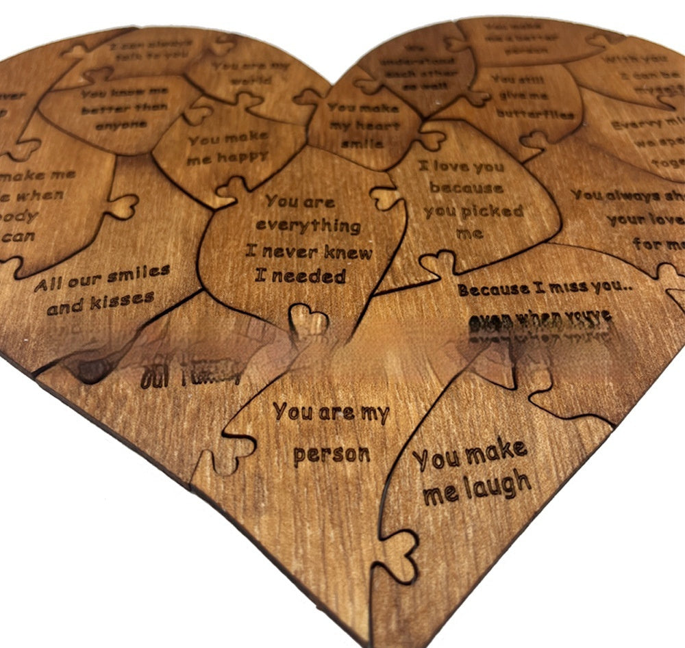 Reasons Why I Love You Wooden Heart Puzzle Romantic Jigsaw Puzzle