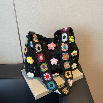Hollow Beach Bag Women's Large Capacity Knitted Shoulder Bag