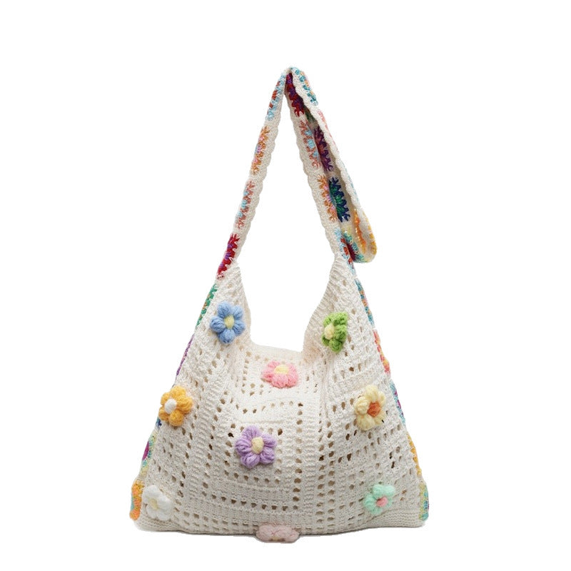 Hollow Beach Bag Women's Large Capacity Knitted Shoulder Bag