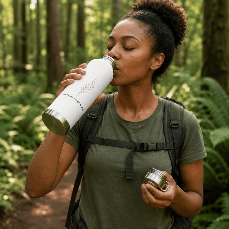 Nature Over Noise 22oz Vacuum Insulated Water Bottle — Stainless Copper-Lined Thermal Bottle