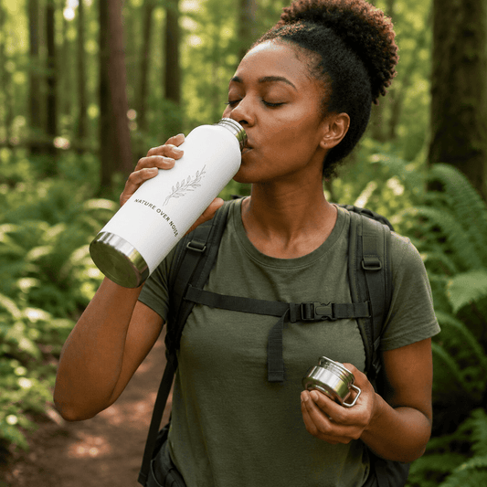 Nature Over Noise 22oz Vacuum Insulated Water Bottle — Stainless Copper-Lined Thermal Bottle