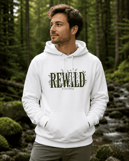 Rewild Hoodie — Botanical 'Rewild Everything' Eco Nature Sweatshirt