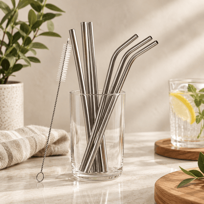 Stainless Steel Straws, Reusable — Metal Drinking Straw