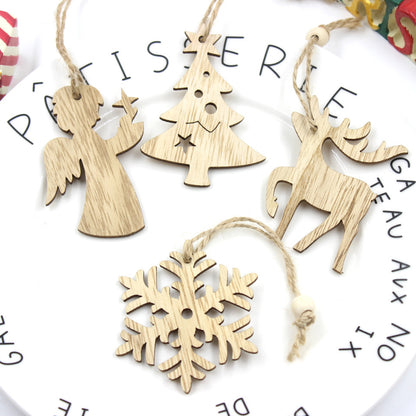 Christmas Snowflake Elk Wooden Pendant Decoration