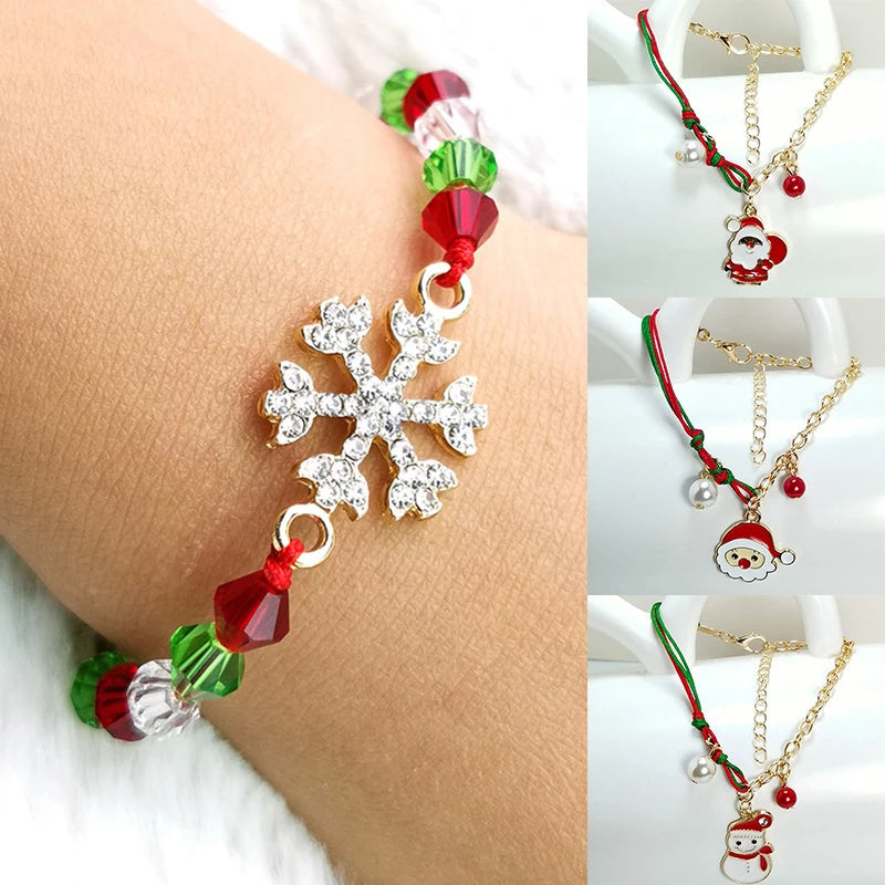 Christmas Snowman Santa Claus Tree Snowflake Elk Bracelet