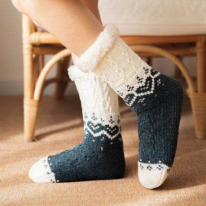 Love Knitted Plush Floor Socks Winter Warm Non-slip Carpet Socks