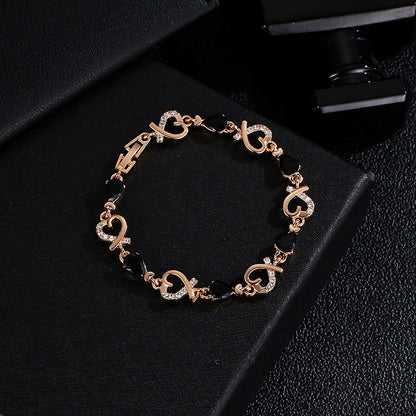 Hollow Love Bracelet With Rhinestones