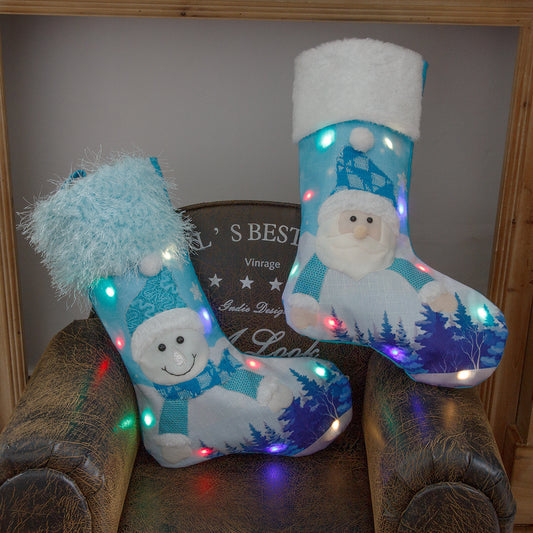 Glowing Large Christmas Socks Gift Candy Bag With Lights