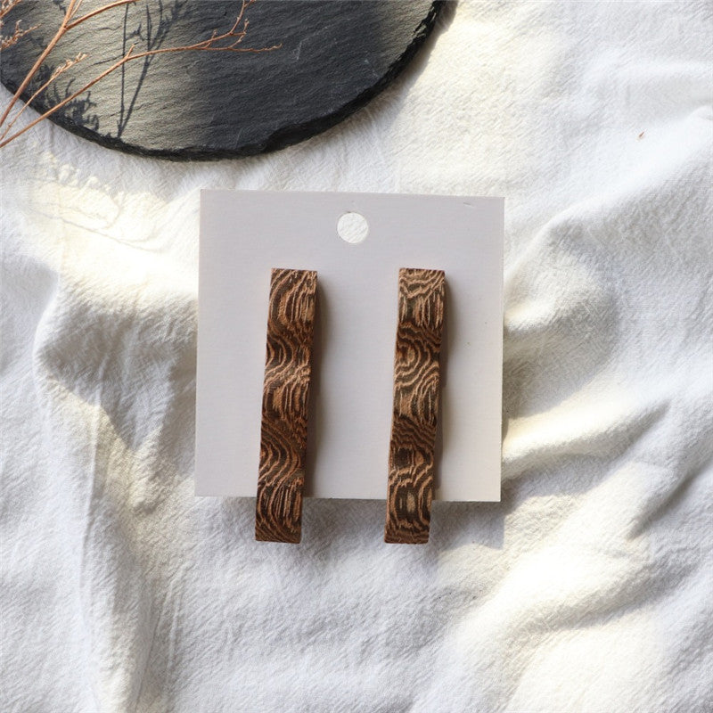 Wooden Wavy Retro All-match Earrings