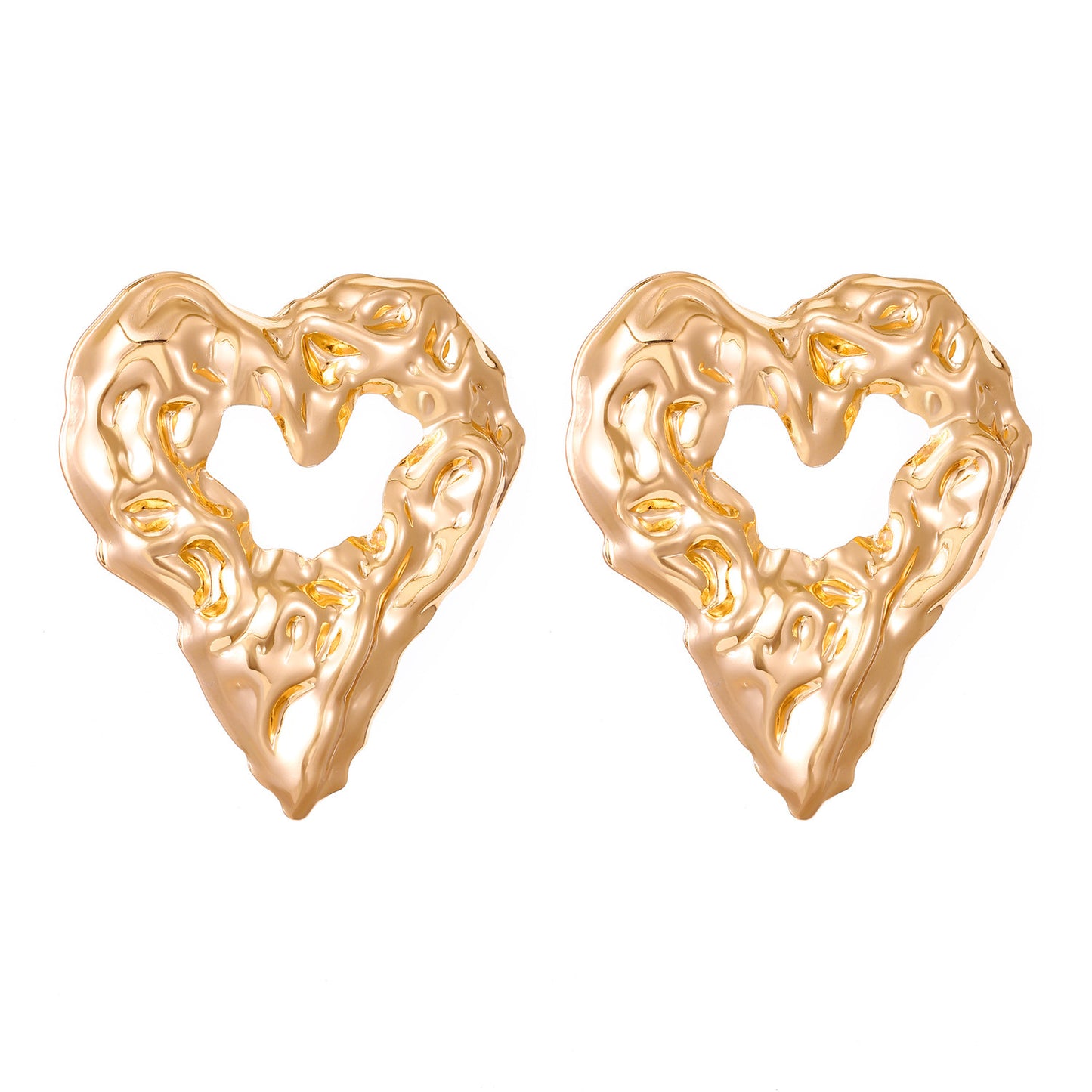 New Pleated Lava Hollow Heart-shaped Earrings