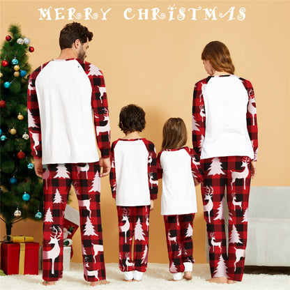European And American Christmas Deer Head Print Parent-child Home Service Suit