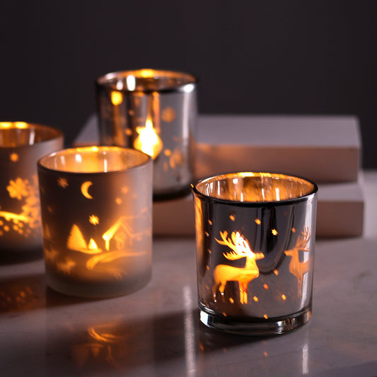 Personalized Christmas Decoration Glass Empty Cup Candle Holder