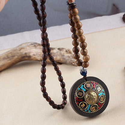 Wooden Bead Necklace Handmade Creative Pendant Jewelry
