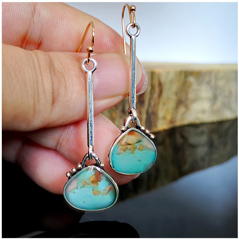 Long Colorful Turquoise Earrings