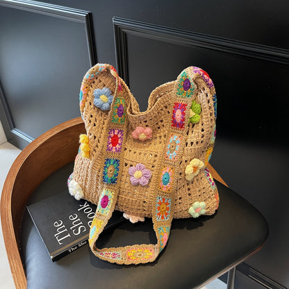 Hollow Beach Bag Women's Large Capacity Knitted Shoulder Bag