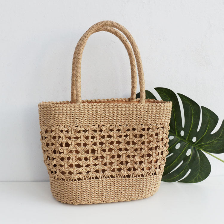 Women's Straw Woven Hollow Hand-held Bag