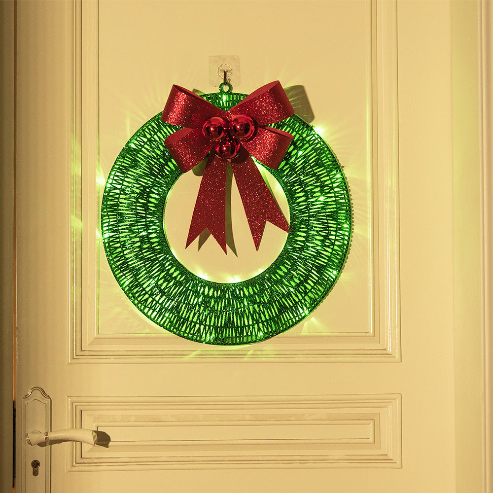 Luminous LED Warm Light Metal Luminous Wreath With Big Bowknot