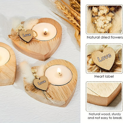 Valentine's Day Wooden Love Candle With Dried Flowers