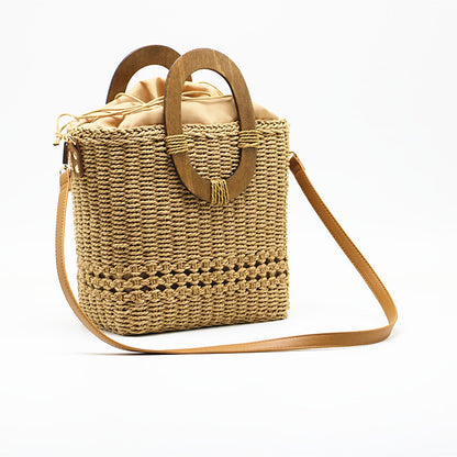 Women's One-shoulder Hand-held Grass Hollow Woven Paper Bag
