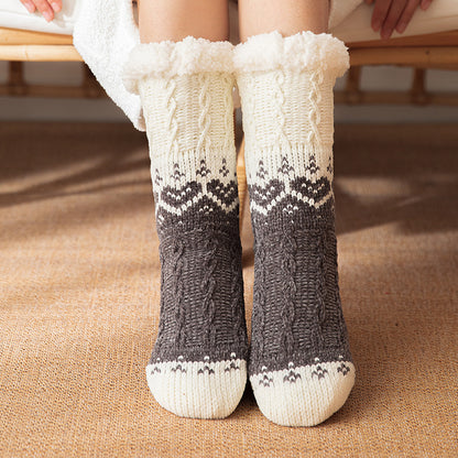 Love Knitted Plush Floor Socks Winter Warm Non-slip Carpet Socks