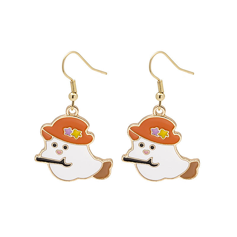 Halloween Cute Pumpkin Spooky Oil Drip Alloy Earrings