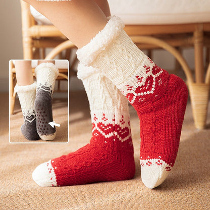 Love Knitted Plush Floor Socks Winter Warm Non-slip Carpet Socks