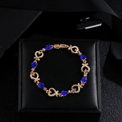 Hollow Love Bracelet With Rhinestones