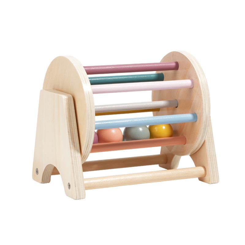 Teaching Aids Rolling Drum Wooden Rainbow Baby Puzzle