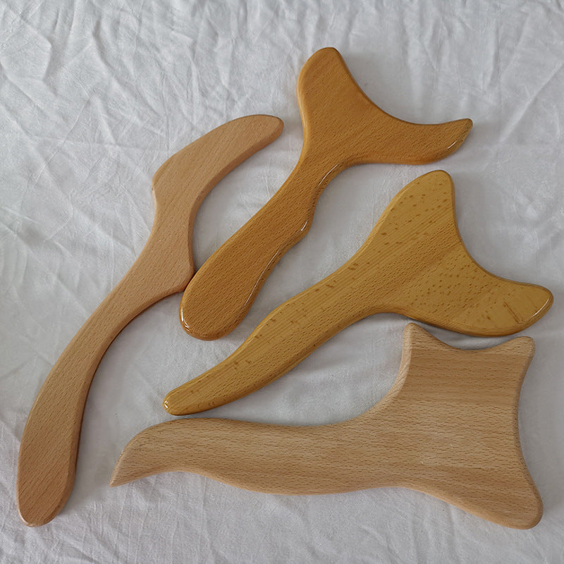 Beech Rolling Bar Scraping Plate Massager