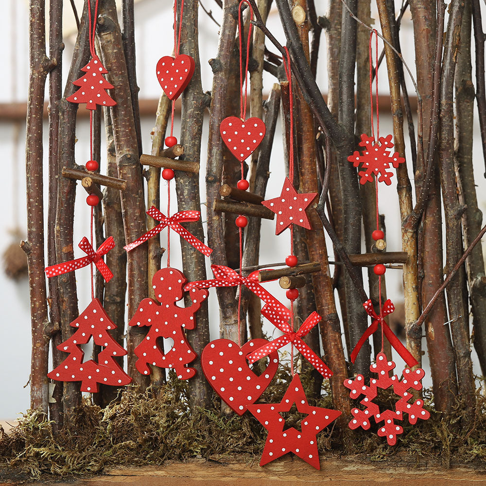 Christmas Tree Creative Polka Dot Wooden Pendant