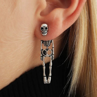 Halloween Human Skeleton Detachable Stud Earrings