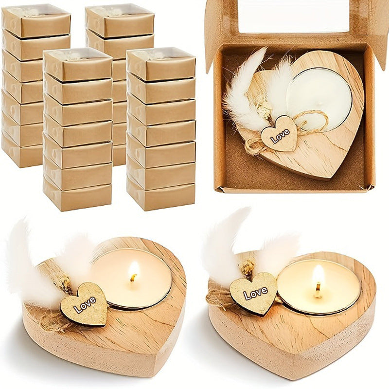 Valentine's Day Wooden Love Candle With Dried Flowers