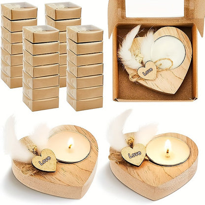 Valentine's Day Wooden Love Candle With Dried Flowers