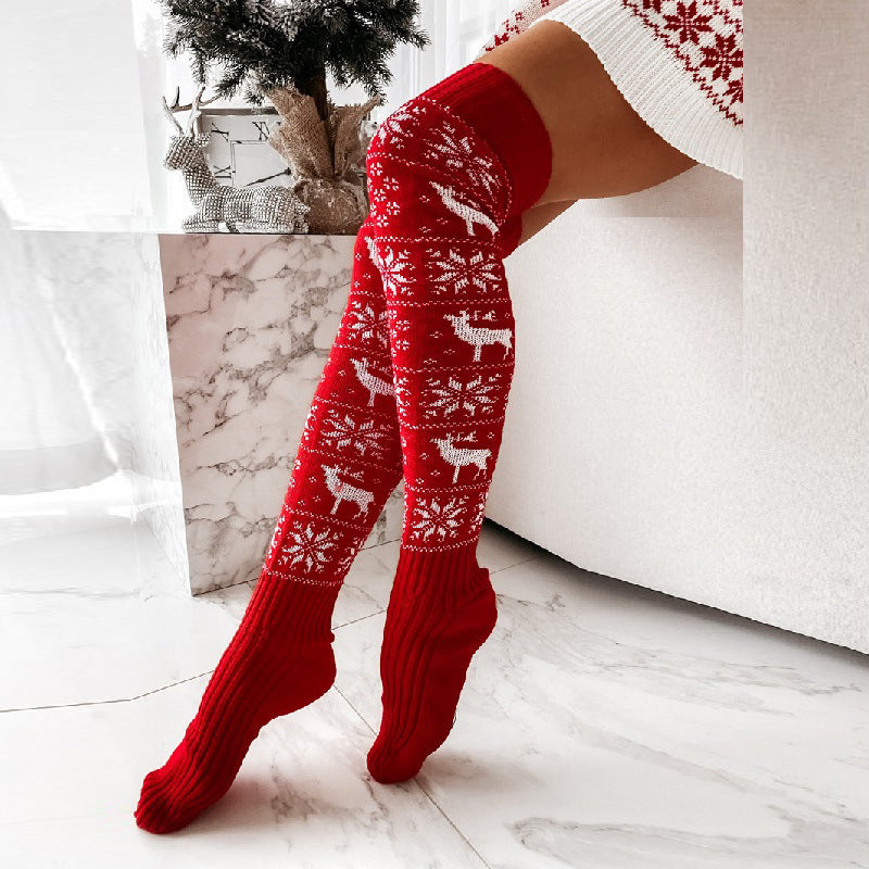 Winter Christmas Warm Knitted Over-the-knee Casual Long Socks