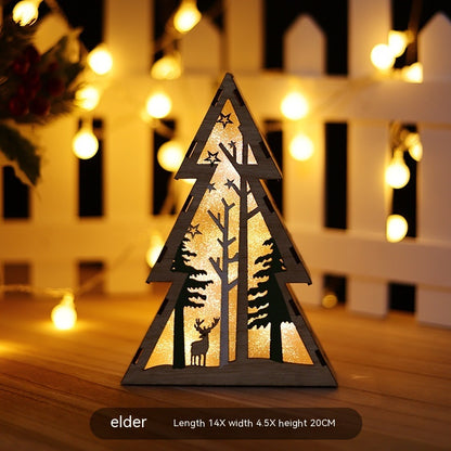 Christmas Wooden Luminous Decorative Ornaments With Lights