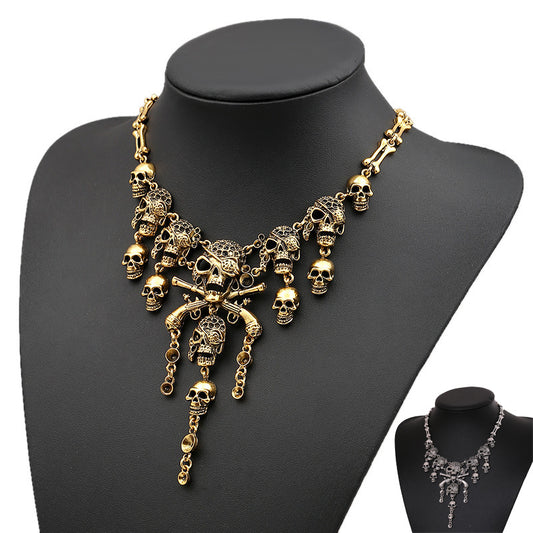 Vintage Skull Tassel Halloween Punk Necklace