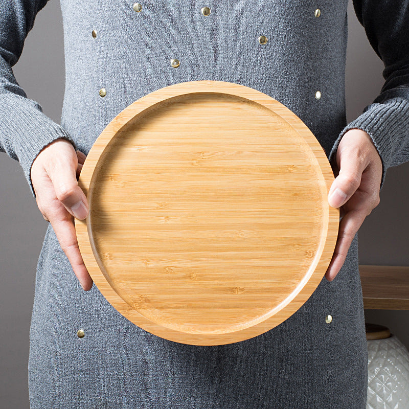 Bamboo Round Wooden Bread Barbecue Tray