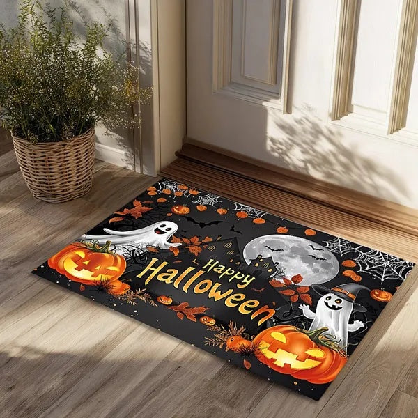 Absorbent And Non-Slip Rug Halloween Pumpkin Ghost Doormat