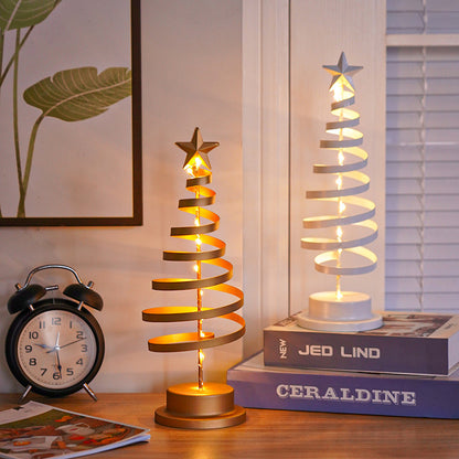 LED Spiral Table Ornament Wrought Iron Christmas Tree