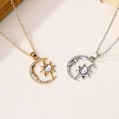 Fashion Moon Star Zircon Pendant Necklace