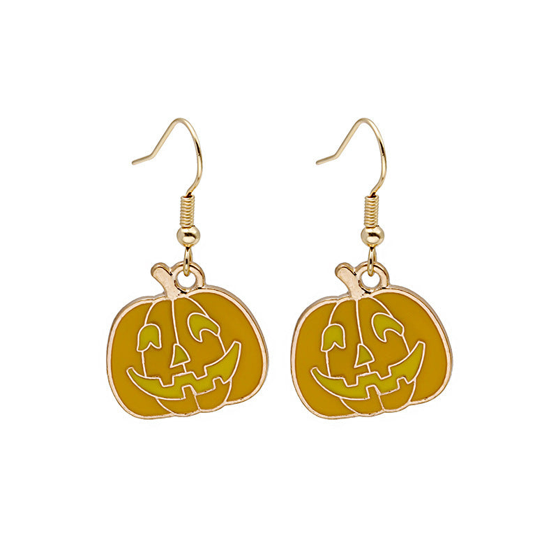 Halloween Cute Pumpkin Spooky Oil Drip Alloy Earrings