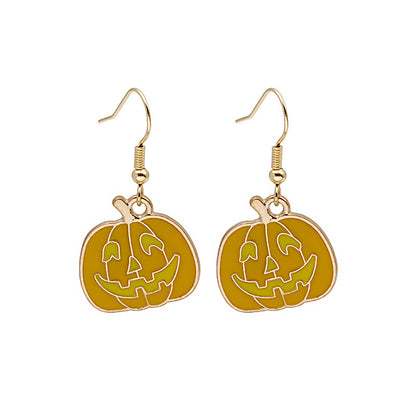 Halloween Cute Pumpkin Spooky Oil Drip Alloy Earrings