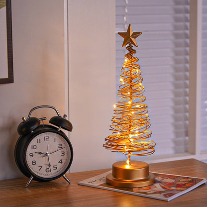 LED Spiral Table Ornament Wrought Iron Christmas Tree