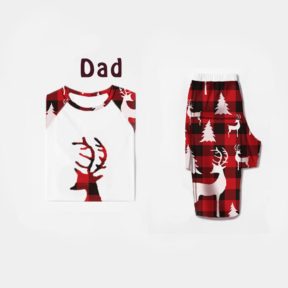 European And American Christmas Deer Head Print Parent-child Home Service Suit