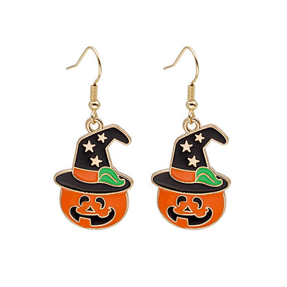 Halloween Cute Pumpkin Spooky Oil Drip Alloy Earrings