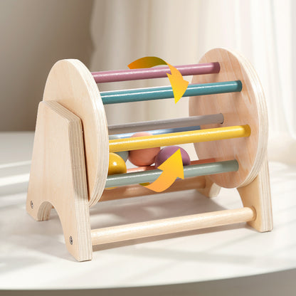 Teaching Aids Rolling Drum Wooden Rainbow Baby Puzzle